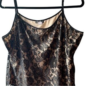Venus size 1X Black Camisole Top with nude lining adjustable NWOT